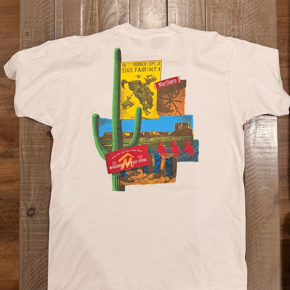 Marlboro White Short-Sleeve Tee with Desert Rodeo Graphic